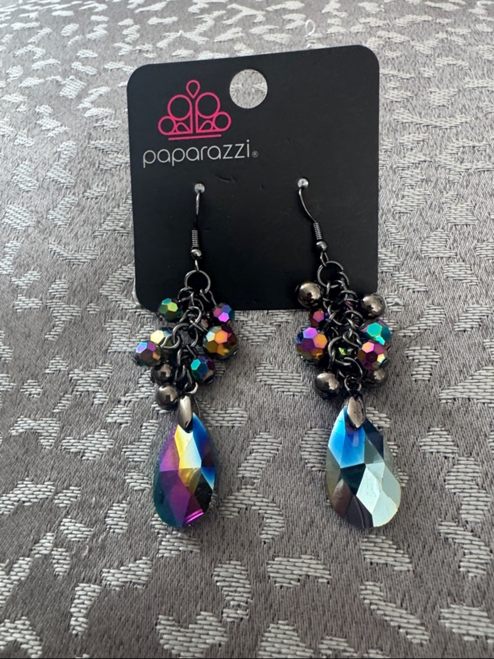 Paparazzi Multicolor Iridescent Teardrop Cluster Earrings